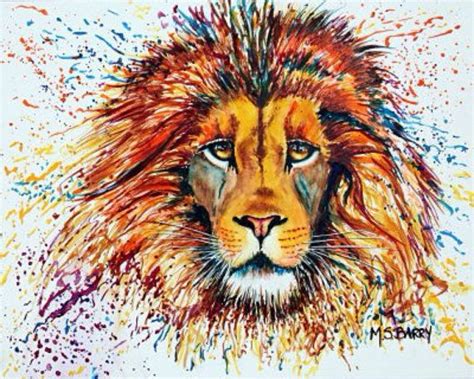 Male Lions Head Watercolor Painting Of An African Lion Etsy Lion