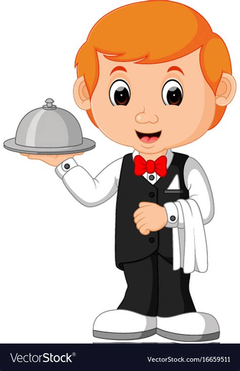 Waiter restaurant serving cartoon Royalty Free Vector Image