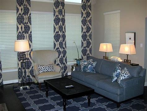 Navy blue and gray drapes. Suzie: Odi et Amo - Kalah blue fabric drapes, blue sofa ...