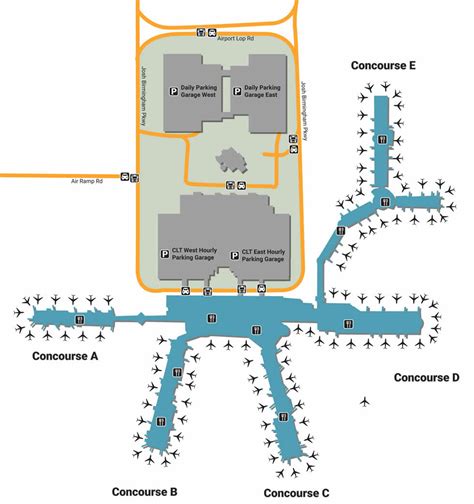 Charlotte Airport Terminal Map United States Map