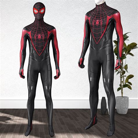 Kids Miles Morales Cosplay Costume Into The Spider Verse Black Spider