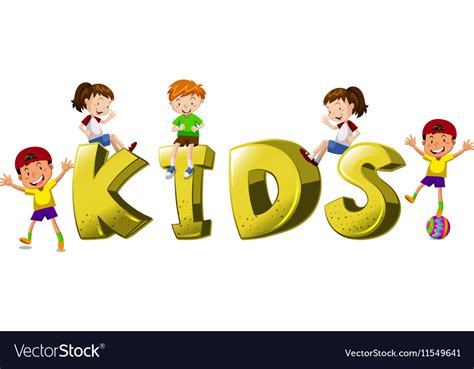 Font Design With Word Kids Royalty Free Vector Image