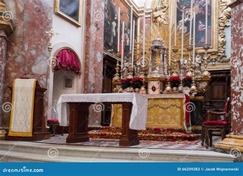 Altar Of Carmelite Priory And Church Mdina Editorial Stock Photo