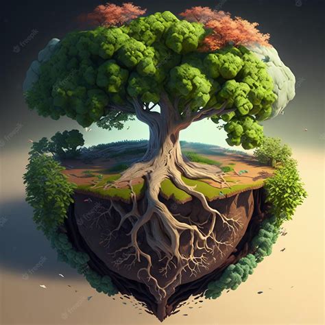 Tierra Llena De Vitalidad Dibujos Animados Ilustración Mundo árbol
