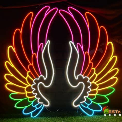 Heaven Colourful Wings Custom Neon Led Sign For Bedroom Zestaneon