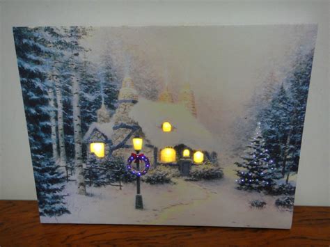 Christmas Led Lighted Canvas Kinkade Painting Great Unique Holiday T