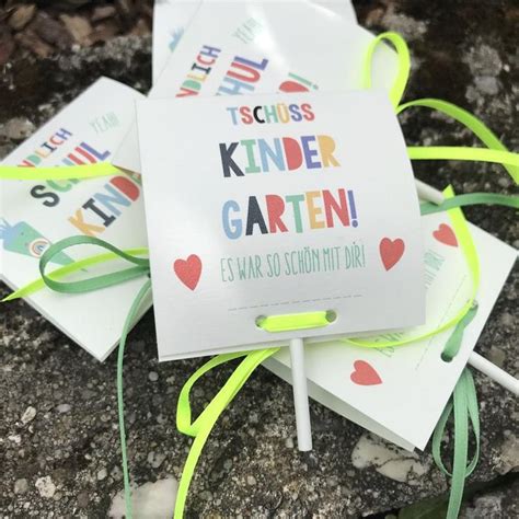 So finden sie das passende wort und lindern den trennungsschmerz. Mini Abschiedsgeschenk Kindergarten/Krippe Lolli mit Karte ...
