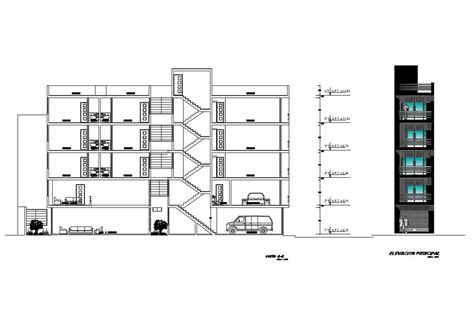 Residential Building Main Elevation And Section Cad Drawing Details Dwg File Cadbull