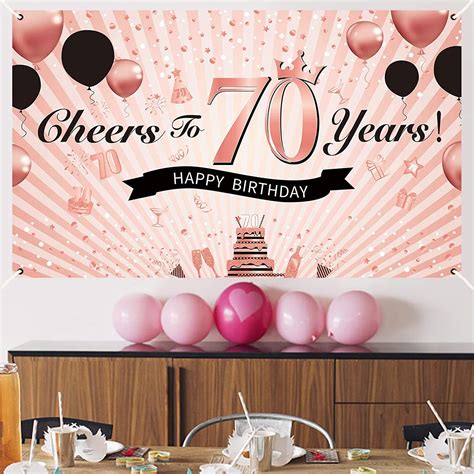 Happy 70th Birthday Party Photography Backdrop Sweet Rose Gold Etsy