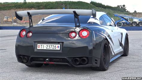 Modified Nissan Gt R R35 With Akrapovic Exhaust And Huge Wing Start Up