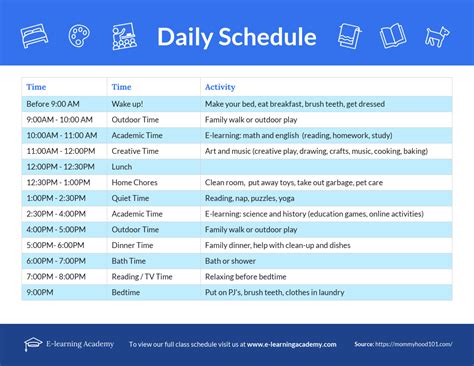 E Learning Daily Schedule Venngage