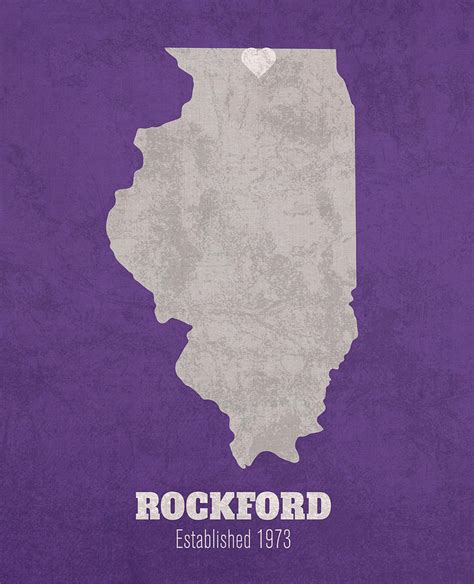 Rockford Illinois City Map Founded 1973 Northern University Color