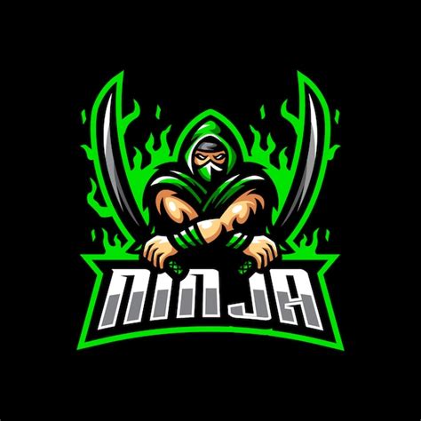 Ninja Mascot Logo Esport Gaming Vector Premium
