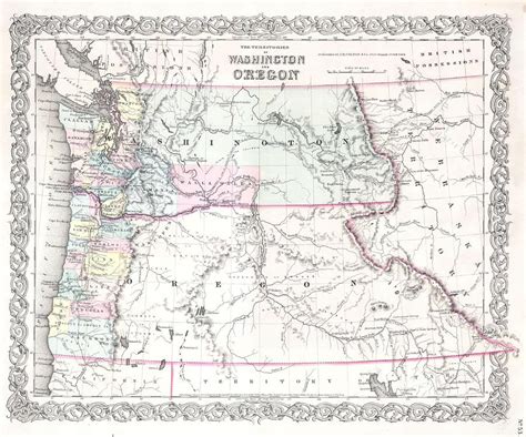 1853 Colton Map Of Washington And Oregon Photograph By Paul Fearn