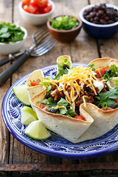 See full list on www.foodnetwork.com Beef Taco Salad with Homemade Tortilla Bowls | Love and ...