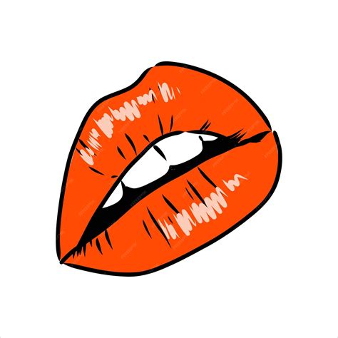 premium vector sexy plump lips kiss pink watercolor and line art hand drawn vector