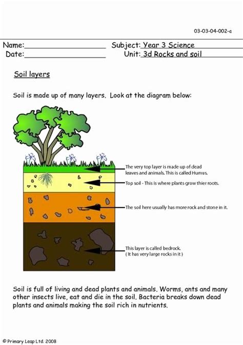 49 layers of soil worksheet