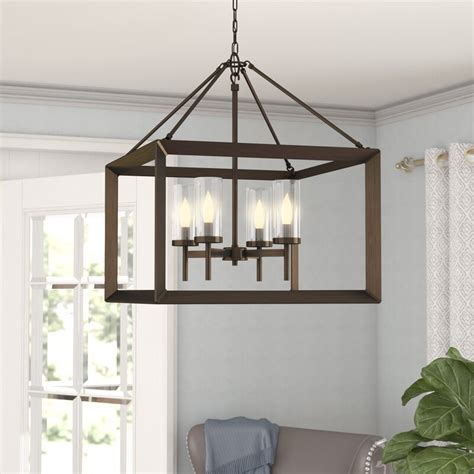 Hanging fixtures are a great way to utilize security lighting without unsightly spotlights. Thorne 4-Light Hanging Foyer Pendant & Reviews | Joss & Main