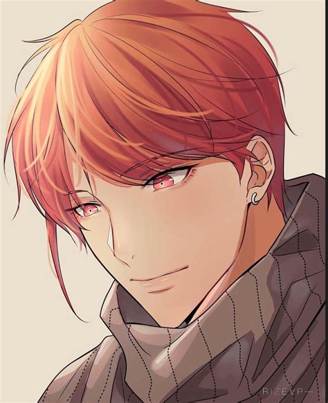 Anime Male Orange Hair Red Hair Turtleneck Male Anime Anime Guys Anime Boy