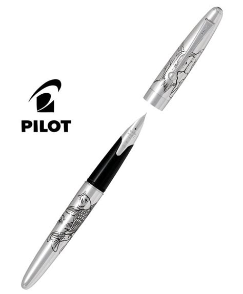 Stylos plume bois précieux, cadeau unique, plume bock originale, stylos plume de collection, artisanat d'art, made in france, fabriqué à la main, garanti, rechargeable, cartouche standard, livré. Stylo Plume Pilot Carpe Silver Argent Massif Réf_FKN-70SR-KOIM