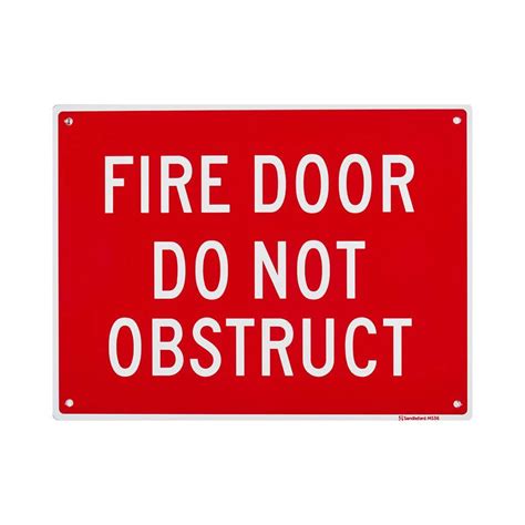 Sandleford Safety Sign Fire Door Do Not Obstruct Redwhite 300 X 225mm