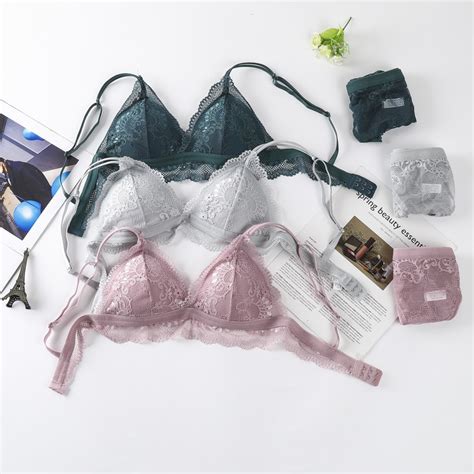 Lace Bras Sets For Women Seamless Triangle Cup Underwear Andpanty Suit Sexy Push Up Bralette