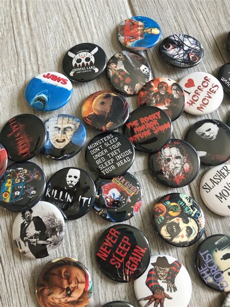 Horror Movie Buttons Horror Pins Horror Movie Addict 15 Etsy