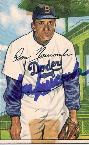 1952 Bowman 128 Don Newcombe Autograph Signed Card Brooklyn Dodgers