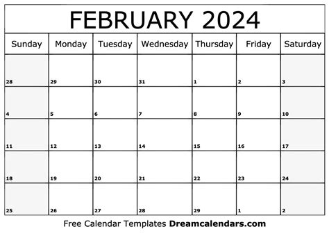 2024 February Calendar Printable With Holidays Printable Stickers