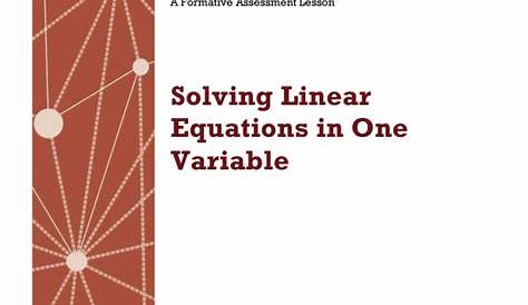 solving linear equations in one variable worksheets