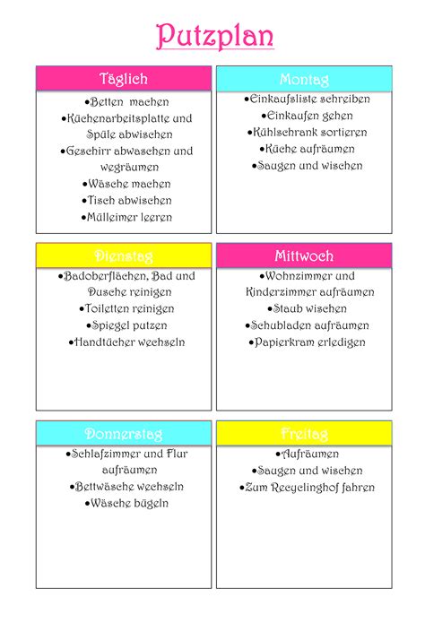 Putzplan vorlage zum ausdrucken wochenplan jahresplan putzplan vorlage 8 putzplane fur paare wgs singles familien jahres putzplan zum ausdrucken. Putz-Hacks die dein Leben erleichtern + Video — Mama Kreativ