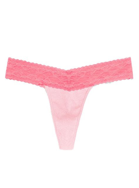 victoria s secret lace waist thong panty in pink heather pink lyst