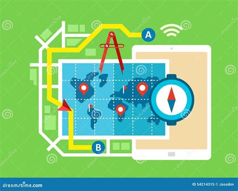 Gps Map Navigation And Routing Stock Vector Illustration Of