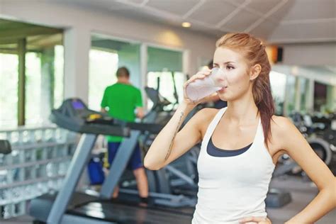 Woman Drink Water In Gym Stock Image Everypixel