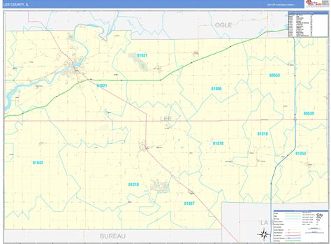 Lee County Il Zip Code Wall Map Basic Style By Marketmaps