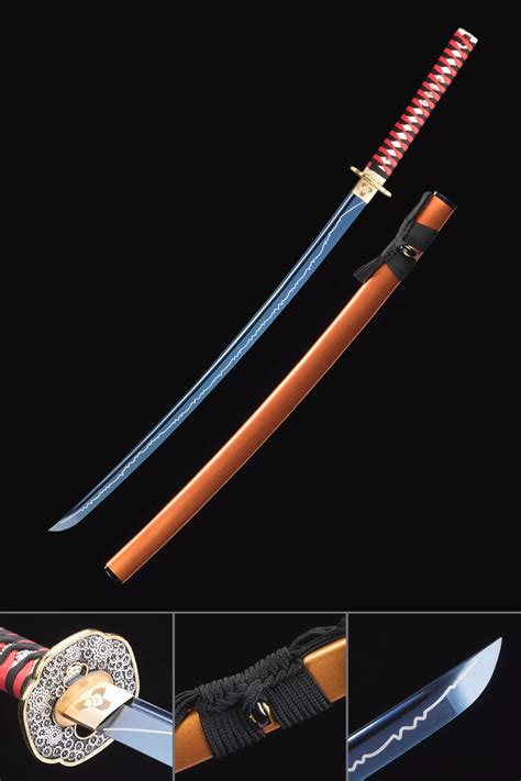 Blue Steel Katana Handmade Japanese Katana Sword High Manganese Steel
