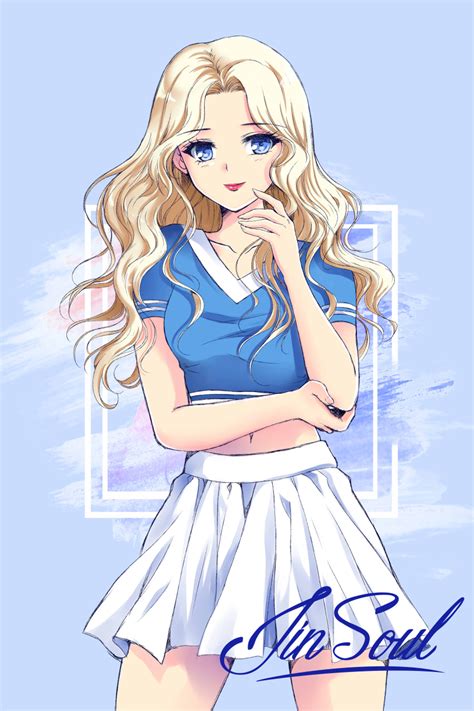 Safebooru 1girl Absurdres Animification Bangs Blonde Hair Blue Background Blue Eyes Breasts