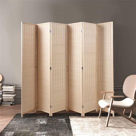 Jaxsunny 6 Panel Bamboo Room Dividers Folding Room Divider Privacy
