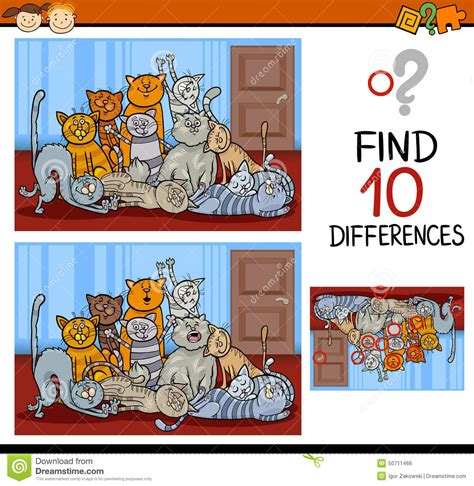 Finding Differences Game Cartoon Stock Vector
