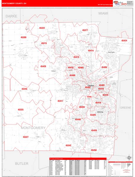 Montgomery County Oh Zip Code Maps Red Line