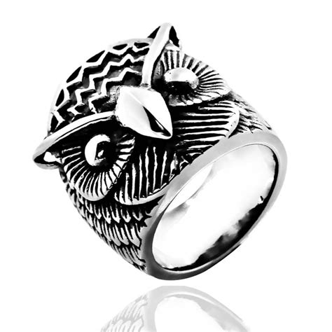 The Stainless Steel Nozzle Owl Ring Mans Ring High Quality Jewelry For Men Ring Size 7 13