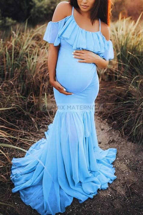 Ruffled Mermaid Maternity Spaghetti Straps Dress Glamix Maternity