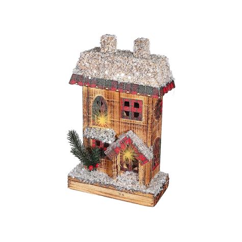 Ih Casa Decor Ice Covered Led Wooden 2 Story House The Home Depot Canada