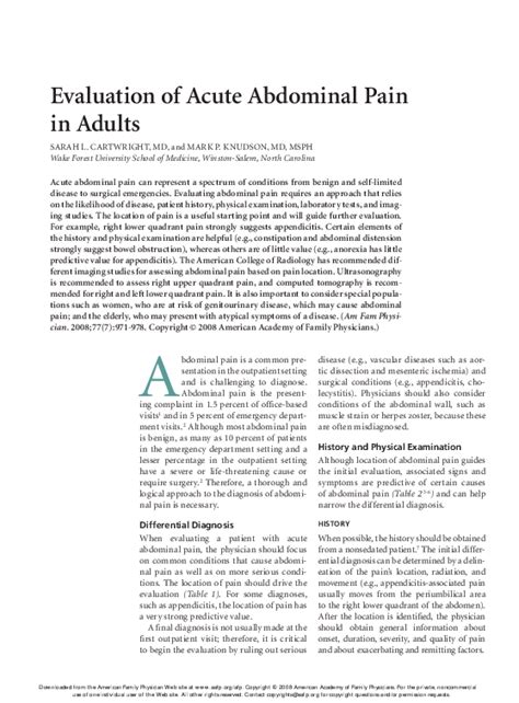 Pdf Evaluation Of Acute Abdominal Pain In Adults Itzia Yamilett
