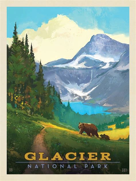 Glacier National Park Indian Pass In 2021 Vintage Poster Art