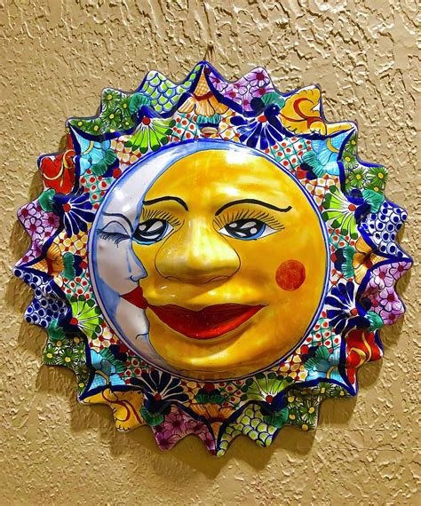 Mexican Talavera Sun Moon Face Photograph By Denise Mazzocco Pixels