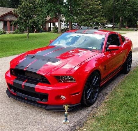Black Mustang With Red Racing Stripes