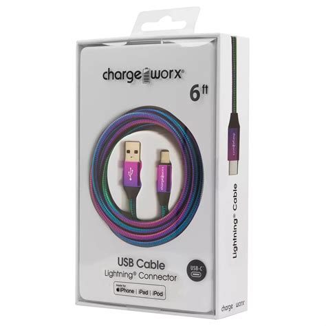 Chargeworx Iridescent Lightning Connector Usb C Cable Shop Connection