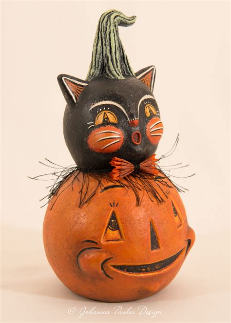 Johanna Parker Jazzy Halloween Cat Spiced Pumpkin Scented Candle Retro