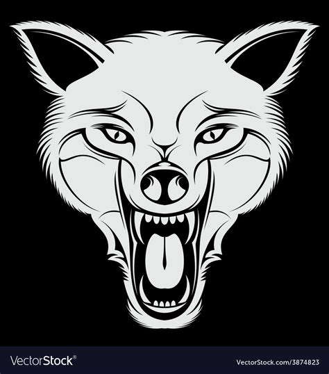White Angry Wolf Head Royalty Free Vector Image